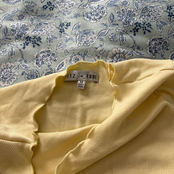 Yellow Ribbed Women's Top - Picture 2 of 2